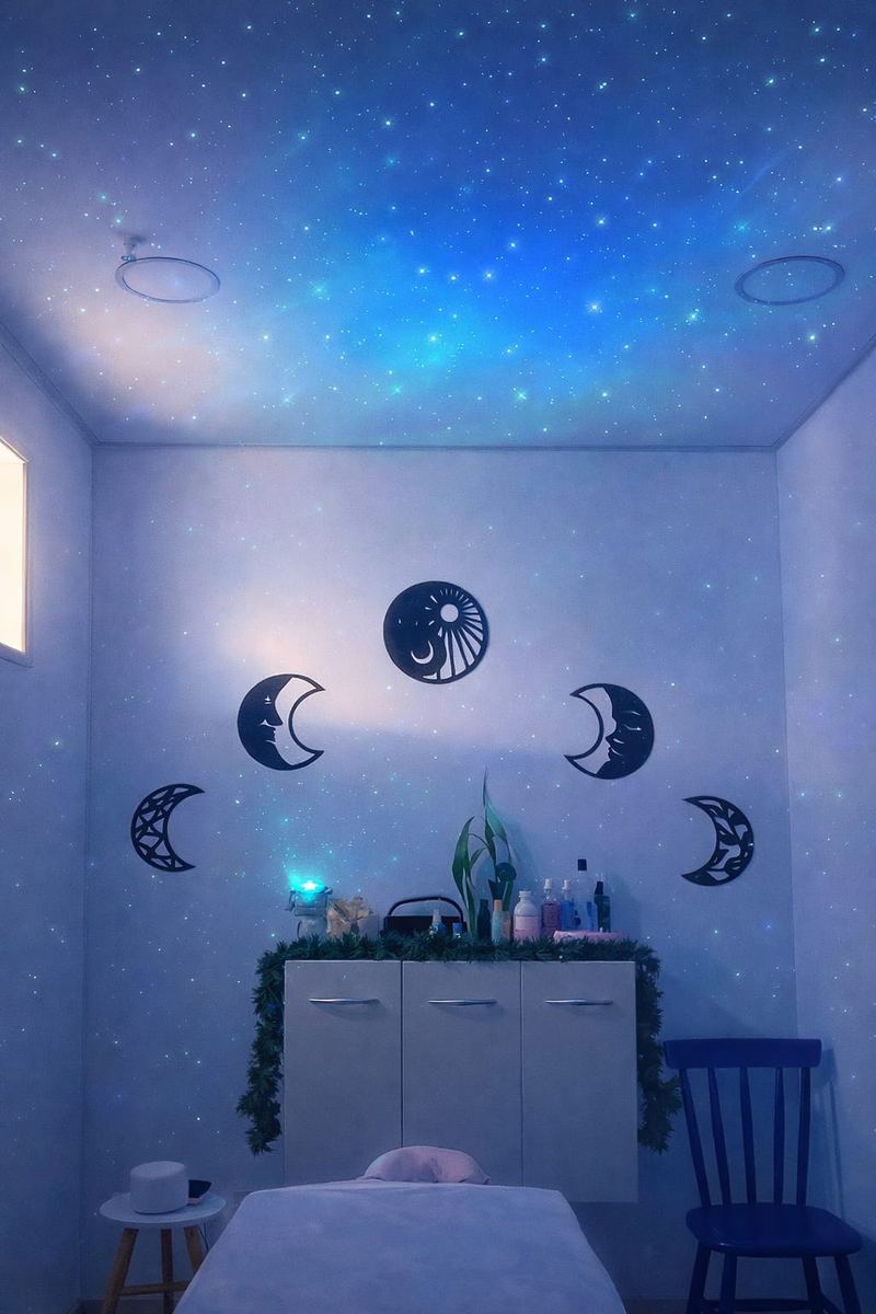 Sala com céu estrelado